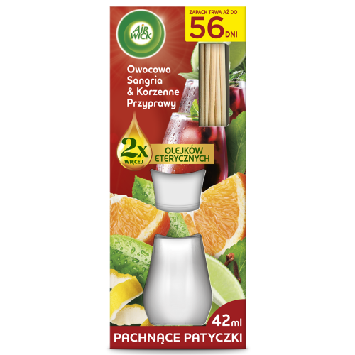 Przejdź do produktu AIR WICK Patyczki Zapachowe Owocowa Sangria & Korzenne Przyprawy 42ml