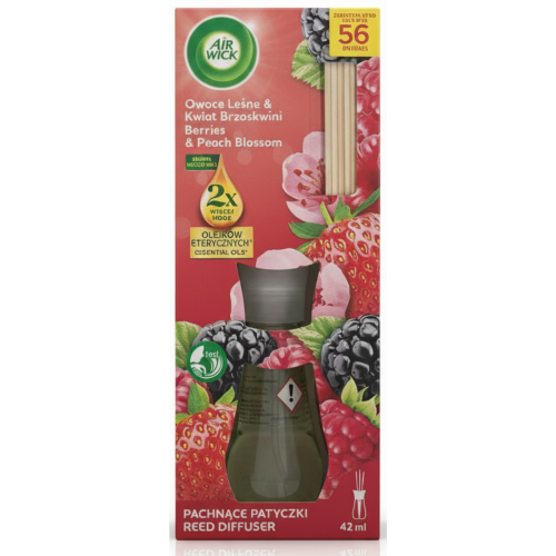 Przejdź do produktu AIR WICK Patyczki Zapachowe Owoce Leśne & Kwiat Brzoskwini 42ml