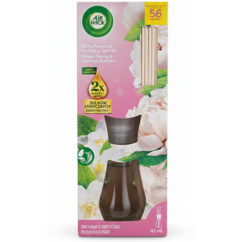 Przejdź do produktu AIR WICK Patyczki Zapachowe Biała Peonia & Kwitnący Jaśmin 42ml