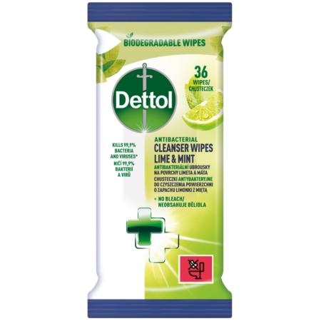 DETTOL Chusteczki Antybakteryjne Limonka i Mięta 36 szt.