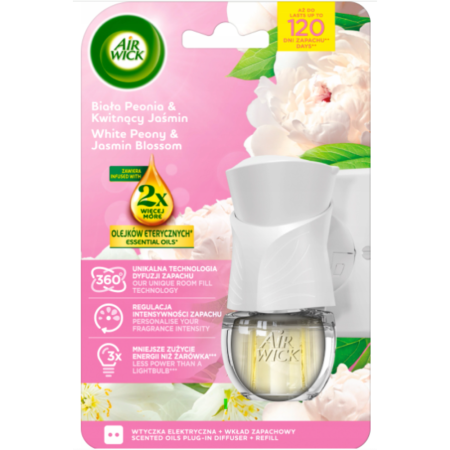 Air Wick Elektryczny Biała Peonia &amp; Kwitnący Jaśmin 19ml Komplet