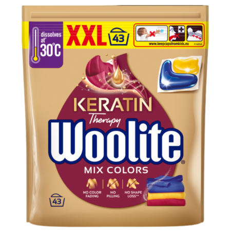 Woolite Keratin Therapy Kapsułki do prania z keratyną do kolorów (43 szt.)