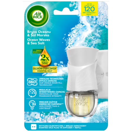 Air Wick Elektryczny Bryza Oceanu &amp; Sól Morska 19ml Komplet