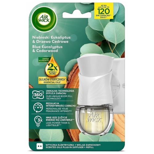 Przejdź do produktu AIR WICK Elektryczny odświeżacz z wkładem Eukaliptus & Drzewo Cedrowe 19 ml
