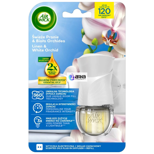 Przejdź do produktu AIR WICK Elektryczny odświeżacz z wkładem Świeże Pranie & Orchidea 19 ml