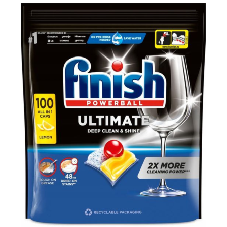 Finish Quantum Ultimate Lemon All In 1 Kapsułki do mycia naczyń w zmywarce 1040 g (100 sztuk)