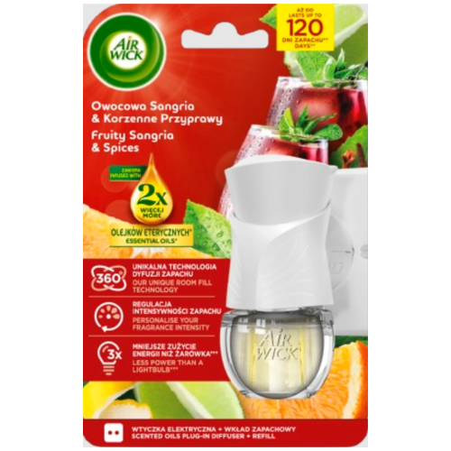Przejdź do produktu AIR WICK Active Fresh Odświeżacz + Wkład 19 ml – Sangria z Przyprawami